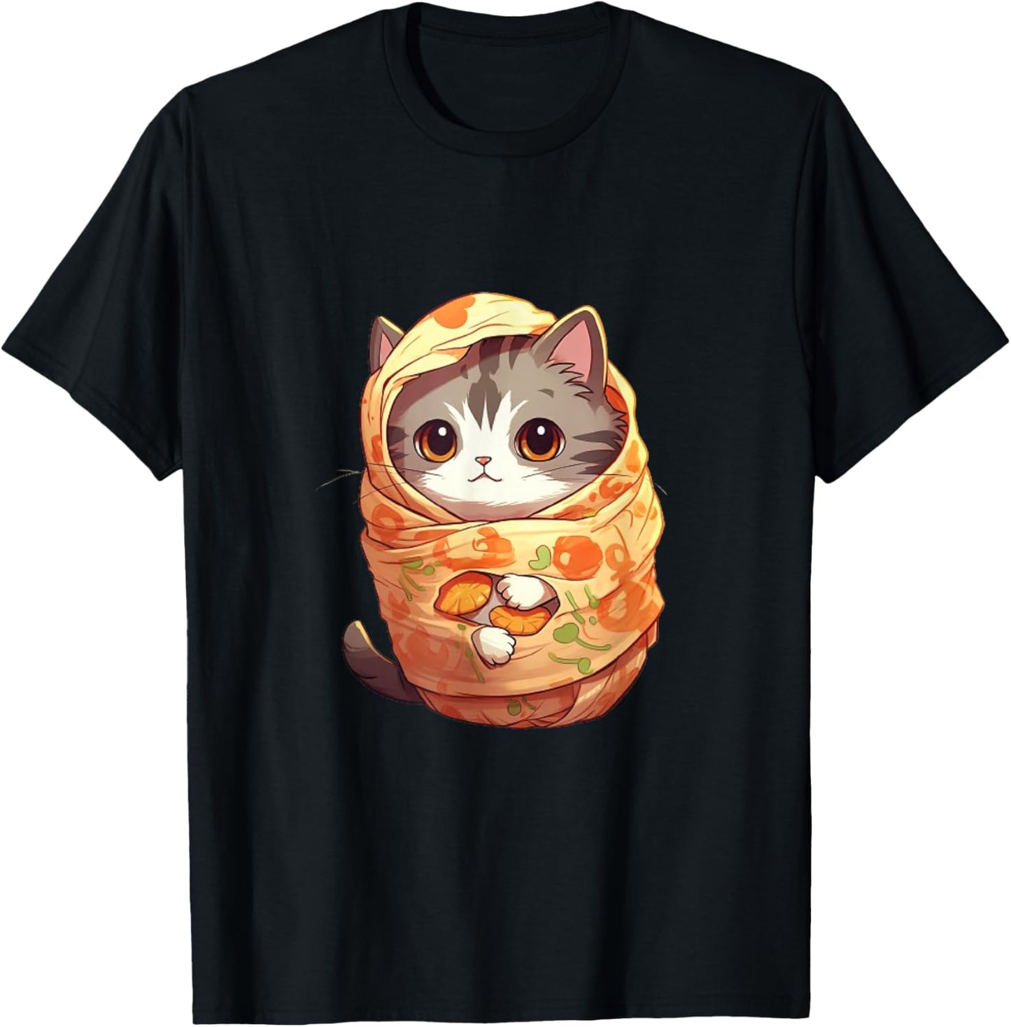 Funny cute cat burrito anime style mexican foodie lover T-Shirt