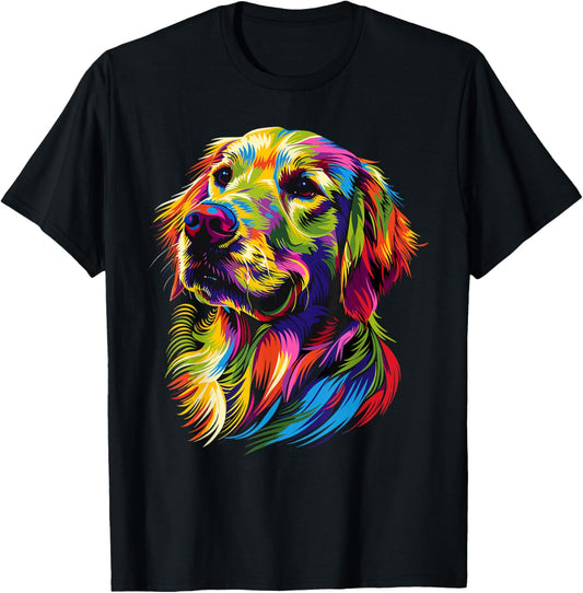 Golden Retriever Dog Colorful Pop Art Rainbow Colors Dogs T-Shirt