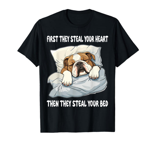 English Bulldog Sleeping Pajamas Nightgown T-Shirt for Men Women Girls Kids