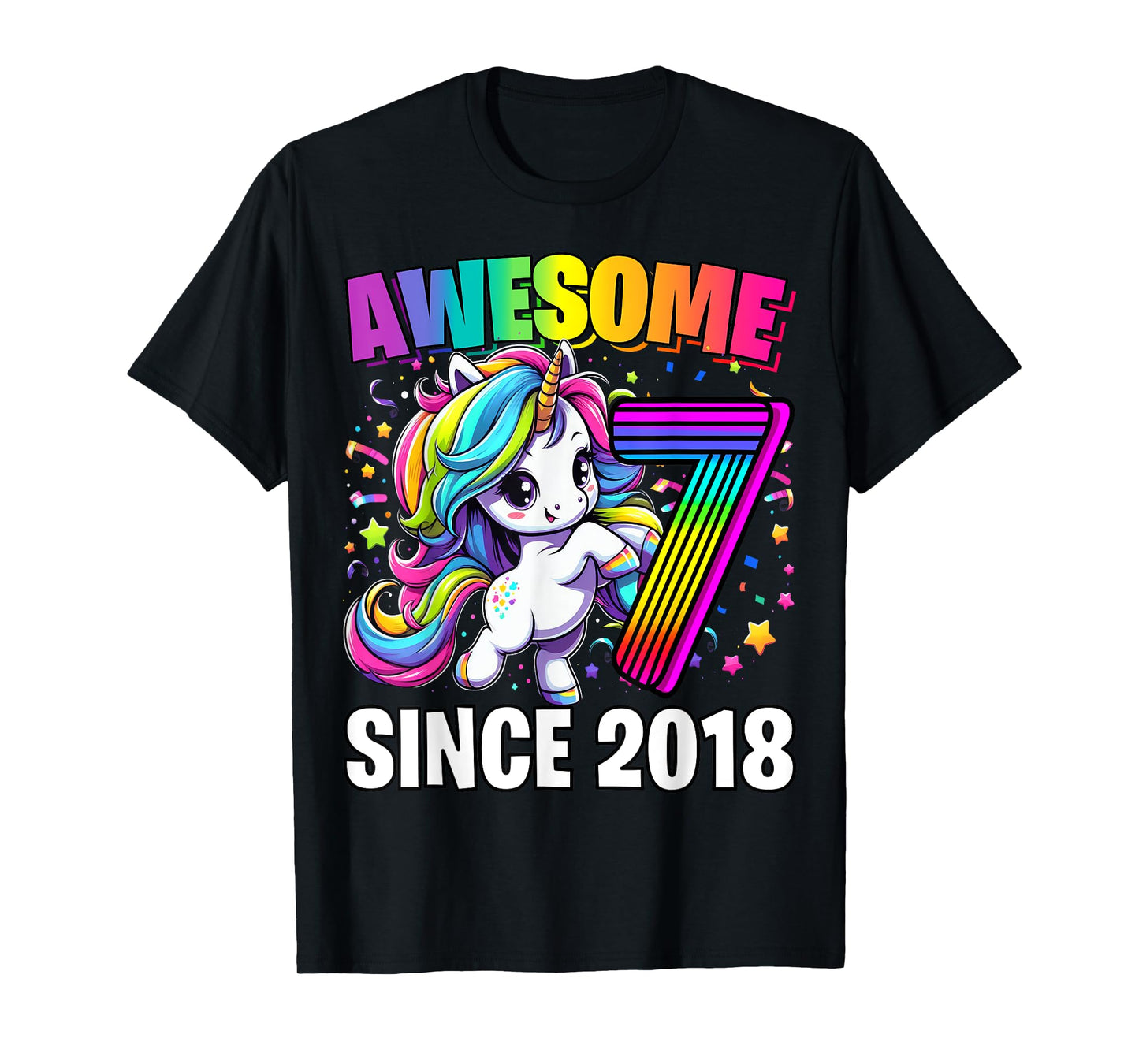 Unicorn 7th Birthday 7 Year Old Unicorn Party Girls Outfit T-Shirt
