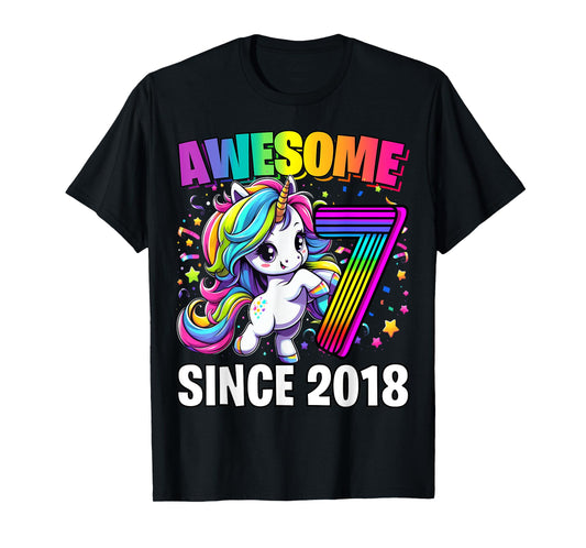 Unicorn 7th Birthday 7 Year Old Unicorn Party Girls Outfit T-Shirt