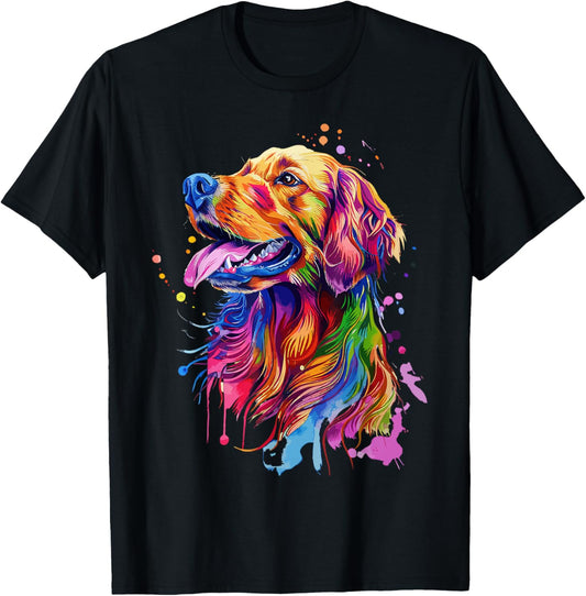 Golden Retriever Lovers Pop Art Color Golden Retriever Dog T-Shirt