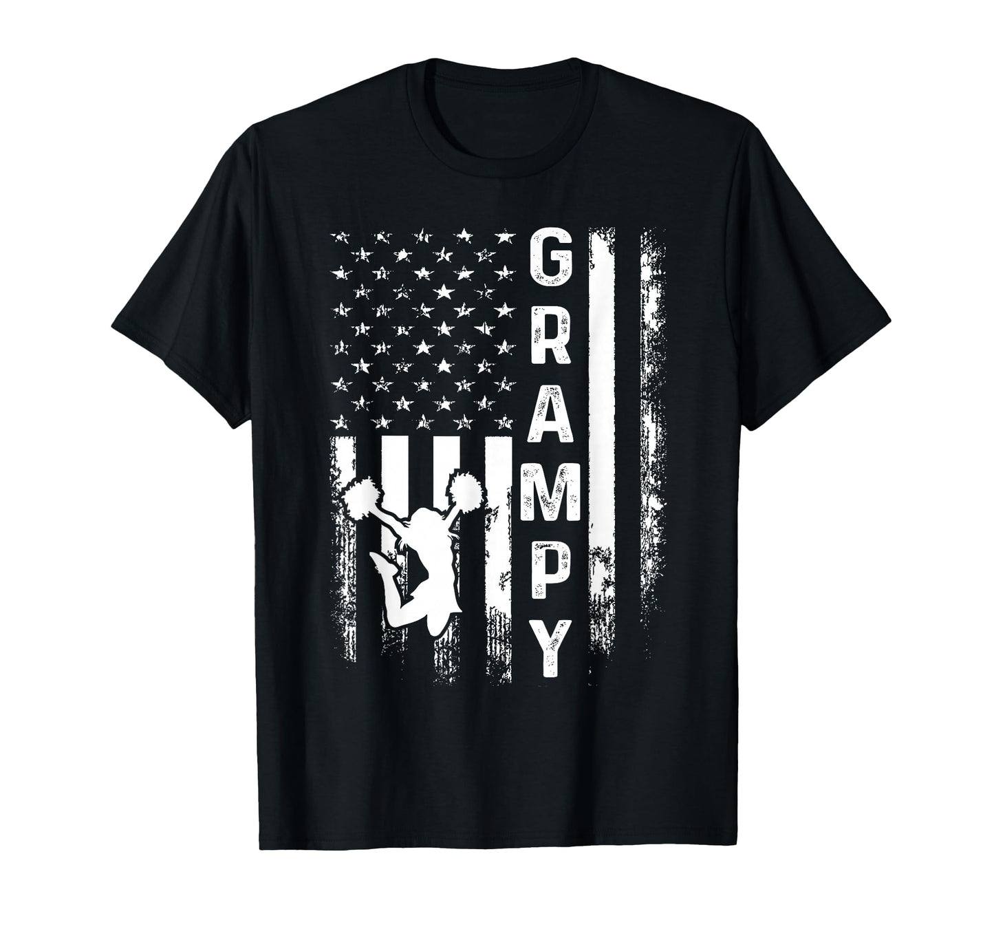 Cheerleader Cheer Grampy America Flag Vintage Xmas T-Shirt