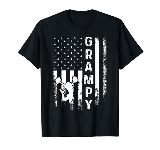 Cheerleader Cheer Grampy America Flag Vintage Xmas T-Shirt