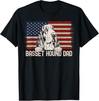 Best Dog Dad Ever American Flag - Basset Hound Dad T-Shirt for Men