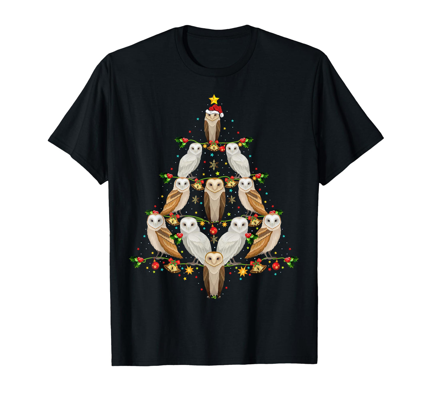 Barn Owl Bird Christmas Tree Gift Funny Christmas Barn Owl T-Shirt
