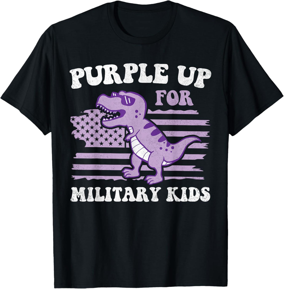 Purple Up For Military Kids Military Child Month Dino Boys T-Shirt