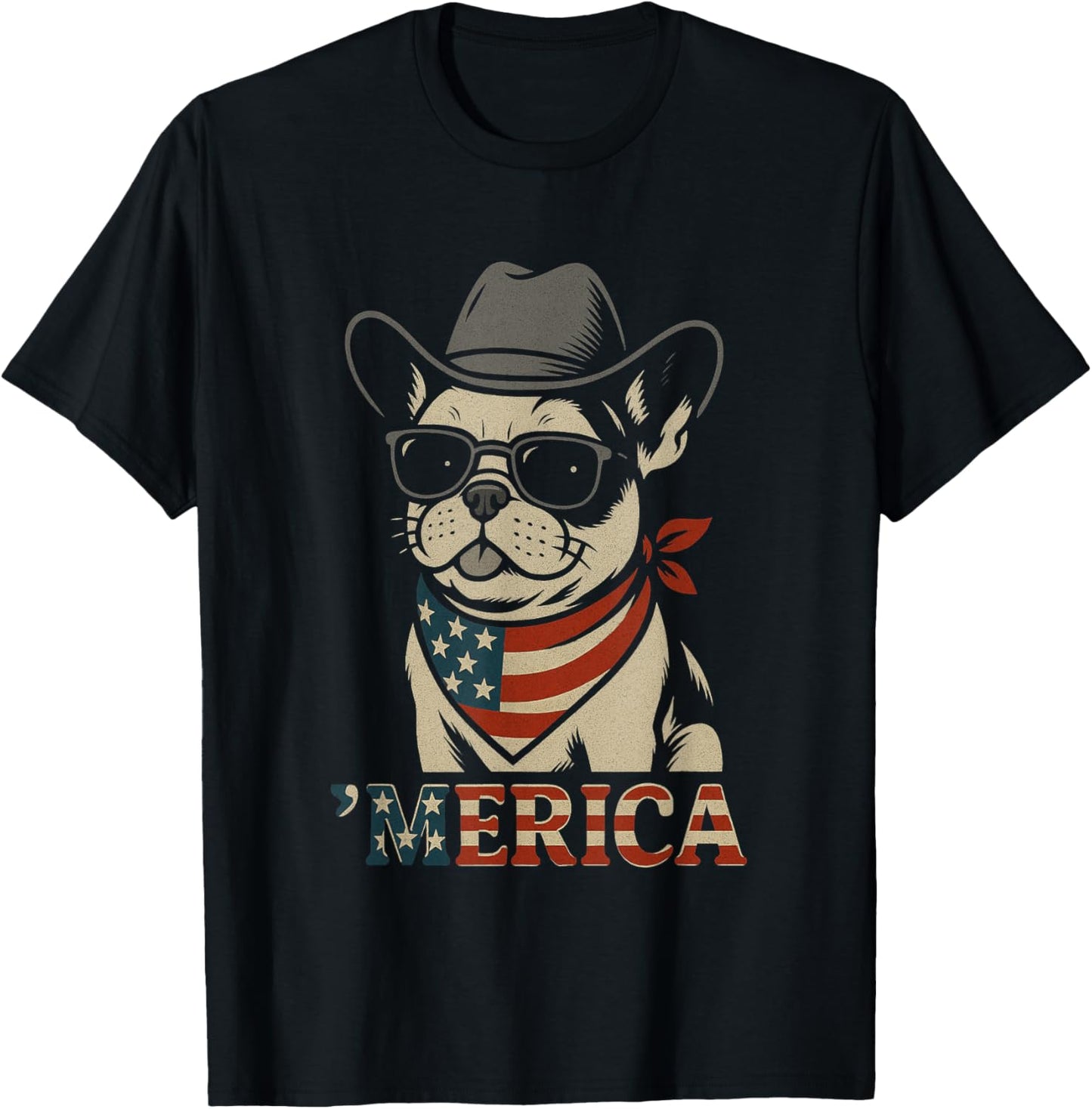 Merica French Bulldog American Flag 4th of July Frenchie T-Shirt