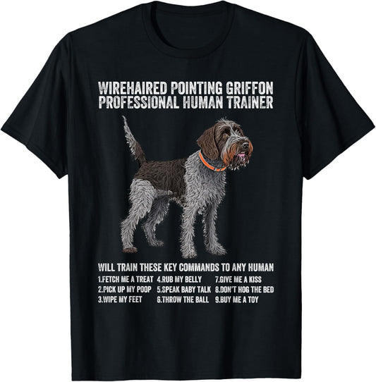 Wirehaired Pointing Griffon Dog Lover Unisex-Adults Black Small Modern Crew Neck Short Sleeve T-Shirt