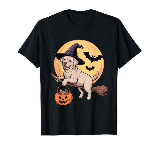 Labrador Retriever Witch Hat Pumpkin Halloween Costume Kids T-Shirt