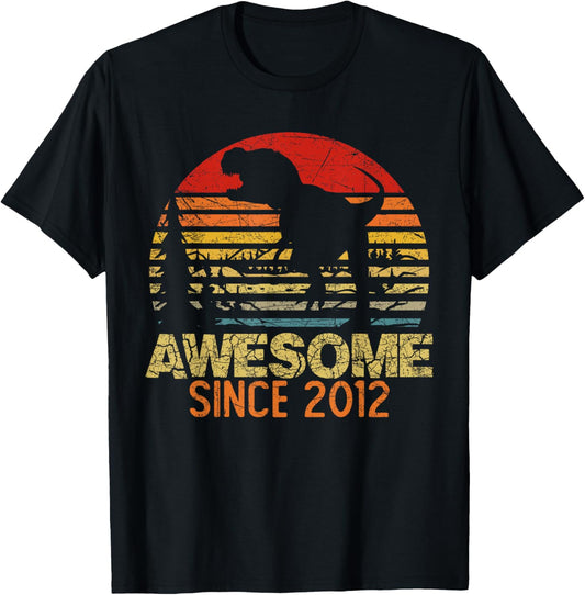 Dinosaur T Rex 11th Birthday Boy Gift Awesome Since 2012 T-Shirt