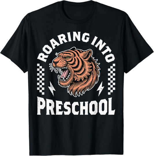 Roaring Into Preschool Tiger Back to School Boy Girl Funny T-Shirt
