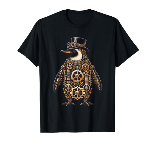 Steampunk Penguin Shirt Vintage Mechanical Gears Penguin Art T-Shirt