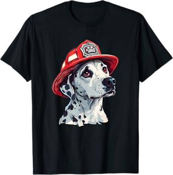 Dalmatian Firehouse Dog Firefighter Hat Fireman Dog T-Shirt