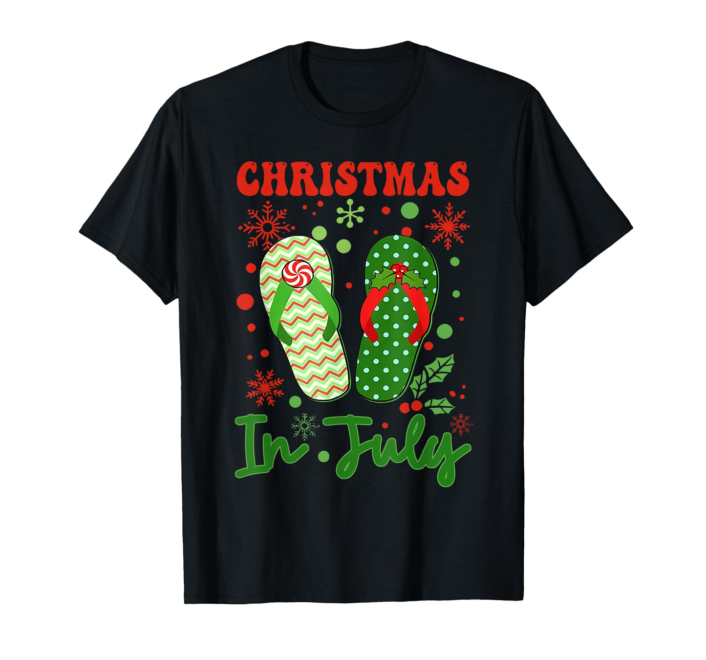 Funny Flip Flops Christmas In July Xmas Beach Vacation T-Shirt