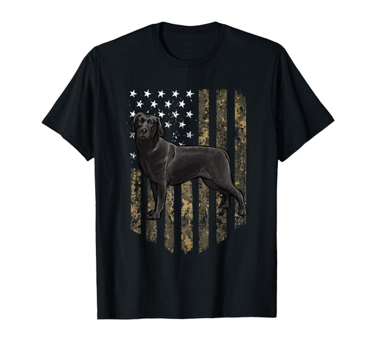 Camo American Flag Black Labrador Retriever 4th Of July USA T-Shirt