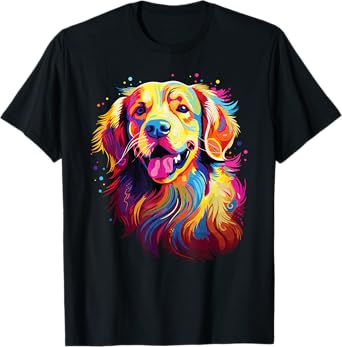 Watercolor Colorful Golden Retriever Dog T-Shirt