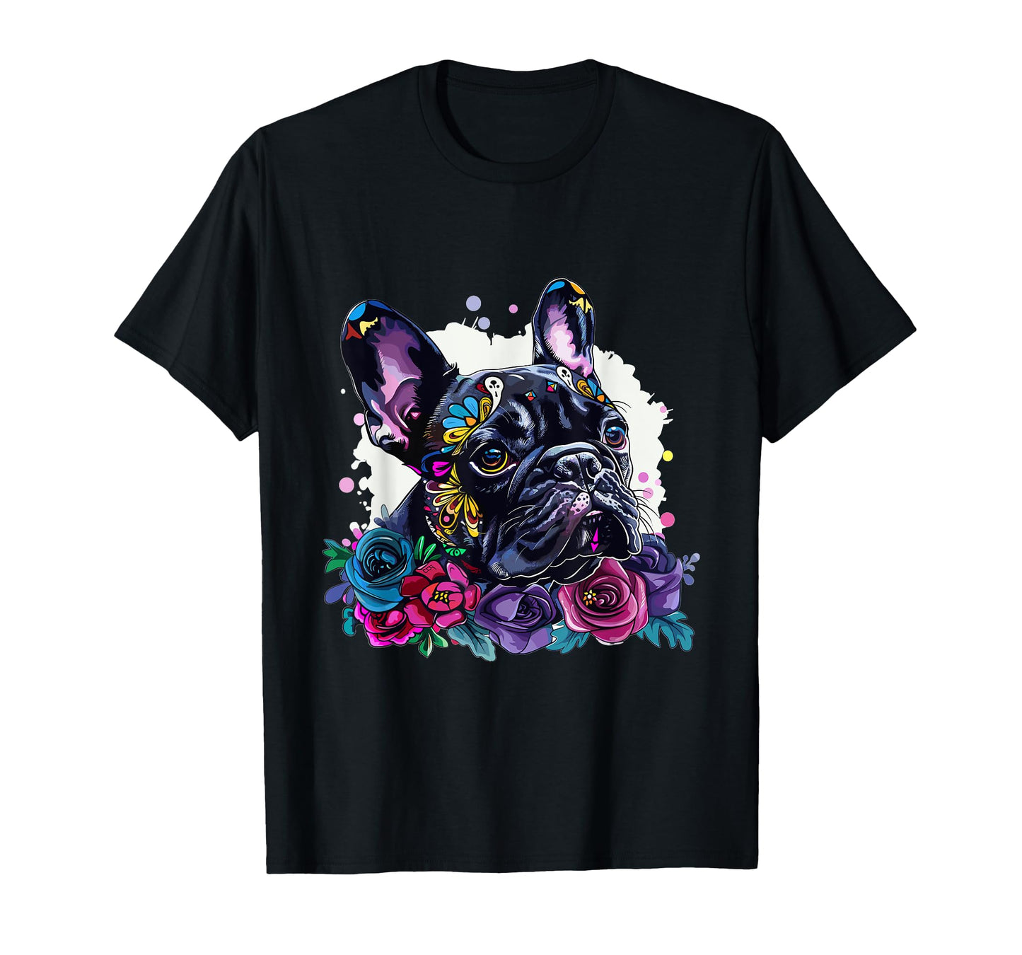 French Bulldog Sugar Skull Dia De Los Muertos Graphic T-Shirt