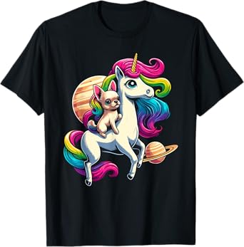 Chihuahua Riding Unicorn for Girls and Women T-Shirt