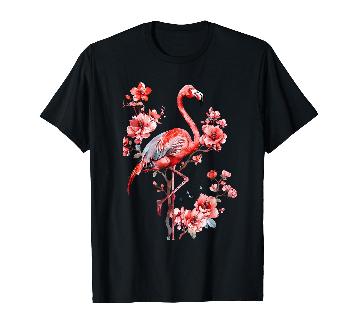 Flamingo Bird Floral Flamingo Lover Motif Nature Artwork T-Shirt