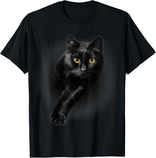 Black Cat Yellow Eyes T-Shirt Cats Tee Shirt Gifts T-Shirt