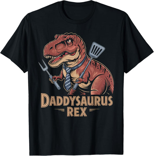 Daddysaurus Rex BBQ Dinosaur Tie and Grill Tools T-Shirt