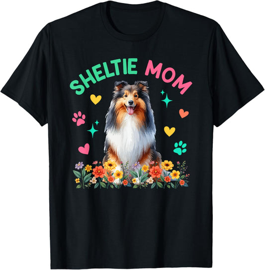 Sheltie Mom Mother's Day Floral Cute Dog Owner Family Group T-Shirt