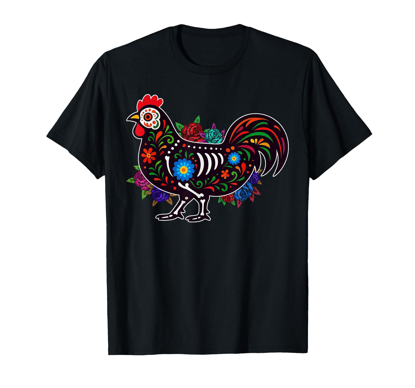 Sugar Skull Chicken Dia de Muertos Halloween Day of The Dead T-Shirt