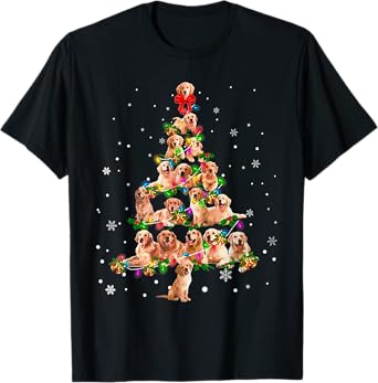Cute Golden Retriever Dog Christmas Tree Gift Decor Xmas Men Women Kids T-Shirt