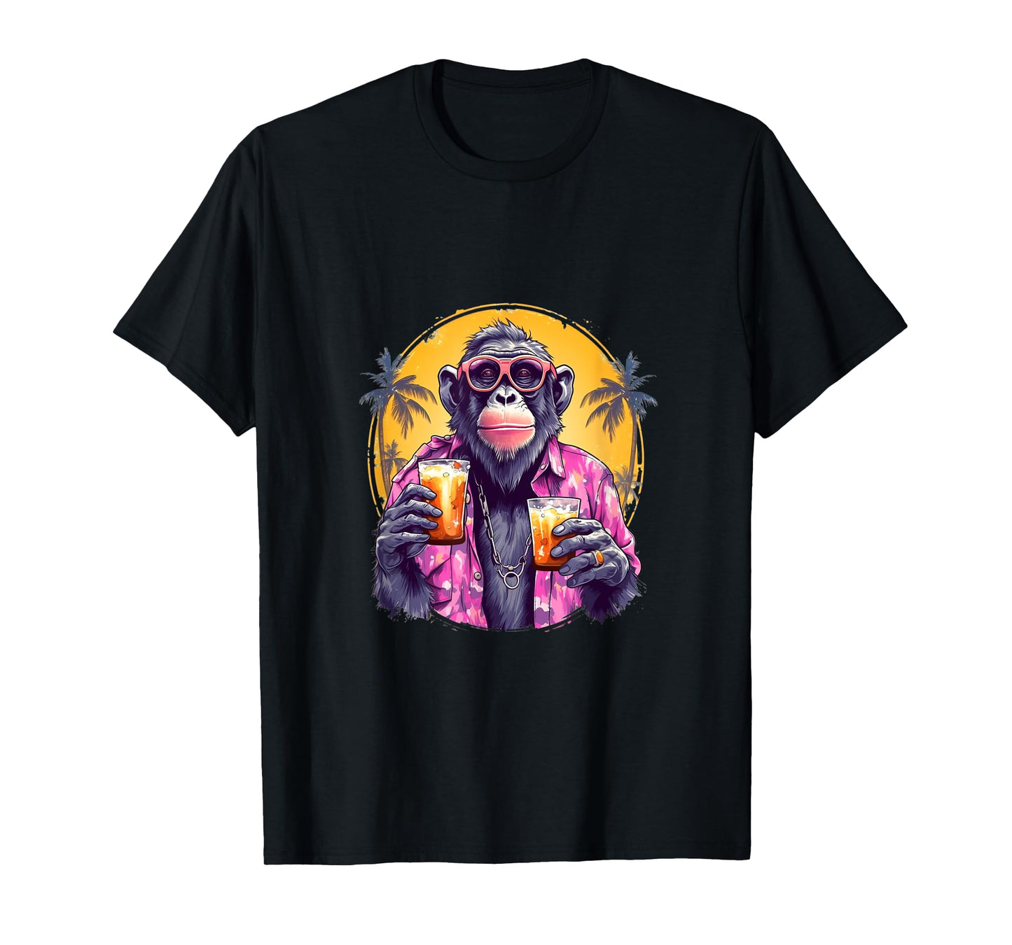 Monkey Drinking Beer Funny Beer Drinker Drunk Gorilla Ape T-Shirt