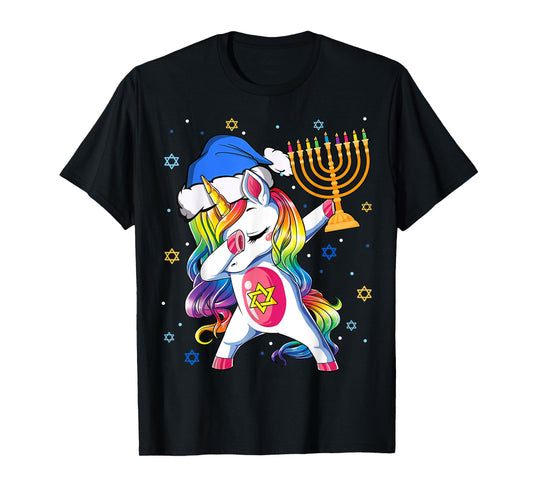 Jewnicorn Funny Hanukkah Unicorn Gift Girl Women Pajamas T-Shirt