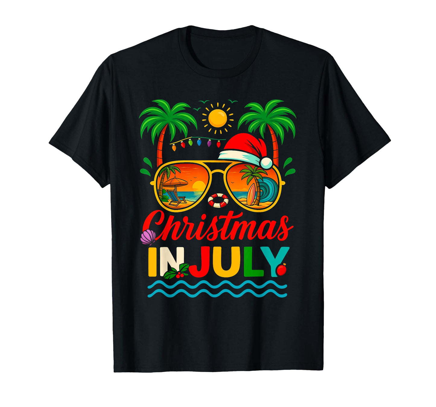 Santa Claus Sunglasses Beach Christmas in July Men Women Kid T-Shirt