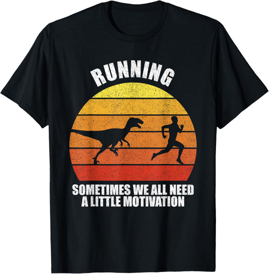 Retro Running T-Rex Shirt Funny Dinosaur Running Motivation T-Shirt