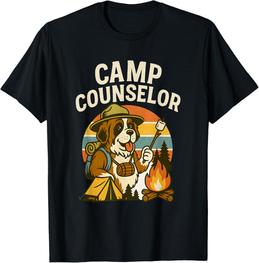 Camp Counselor Funny Dog Campfire Outdoor Design T-shirt