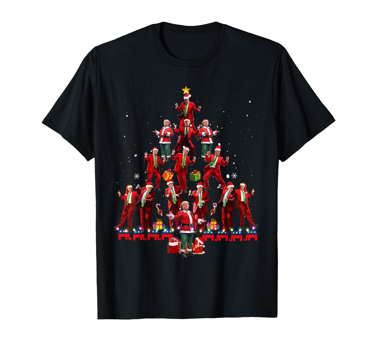 Funny Santa Trump Dance Tree Christmas Pajama Xmas Boys Mens T-Shirt