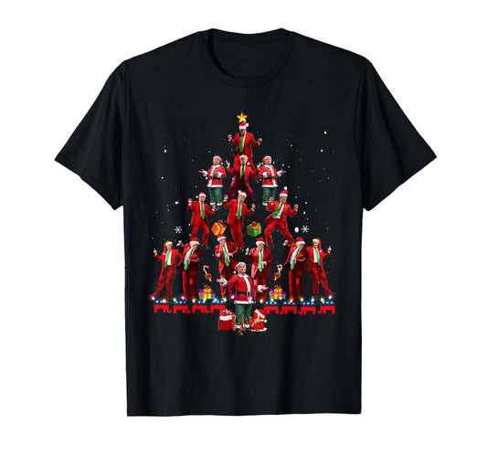 Funny Santa Trump Dance Tree Christmas Pajama Xmas Boys Mens T-Shirt