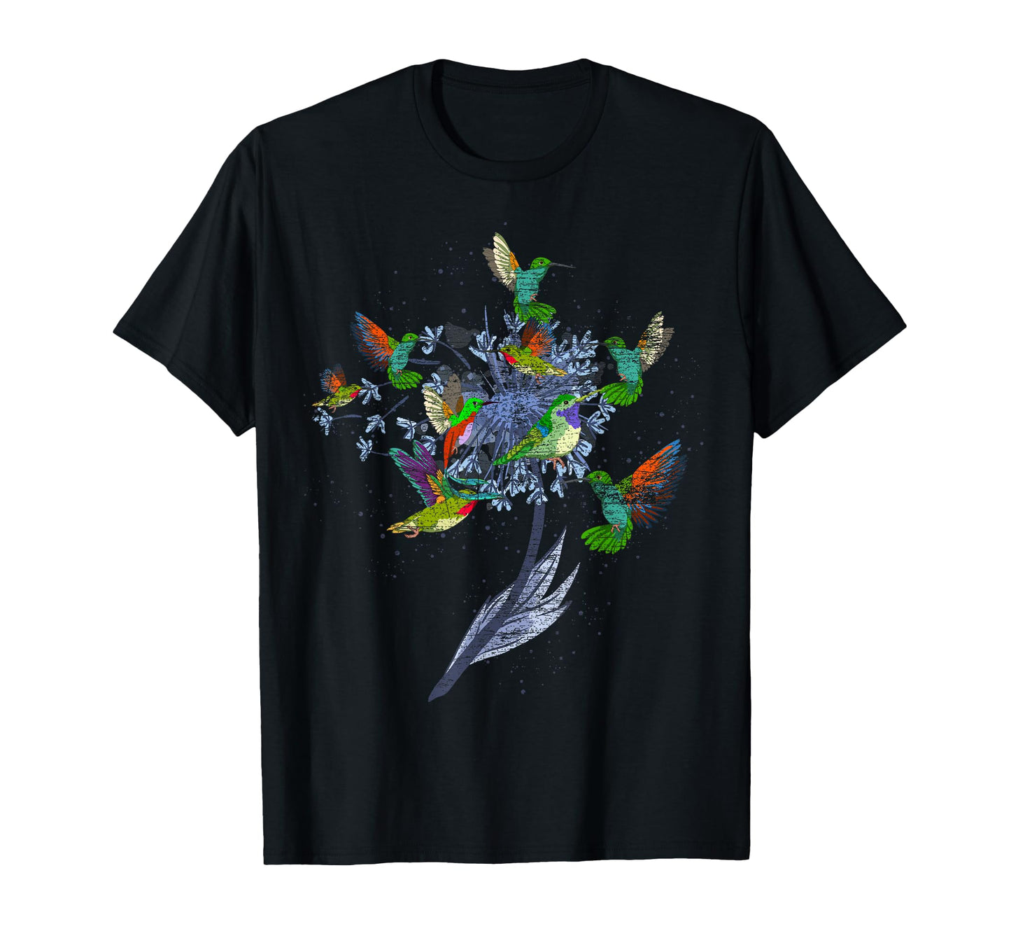 Vintage Nature Animal Bird Lover Flowers Pretty Hummingbird T-Shirt