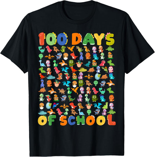 Funny 100th Days of School Cute Dinosaur Lover Teacher T-Shirt