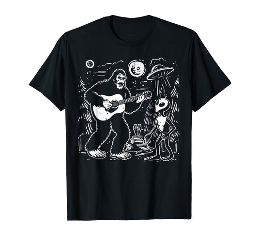 Alien Bigfoot Guitar Ufo Sasquatch Rock Men Boys Kids Women T-Shirt