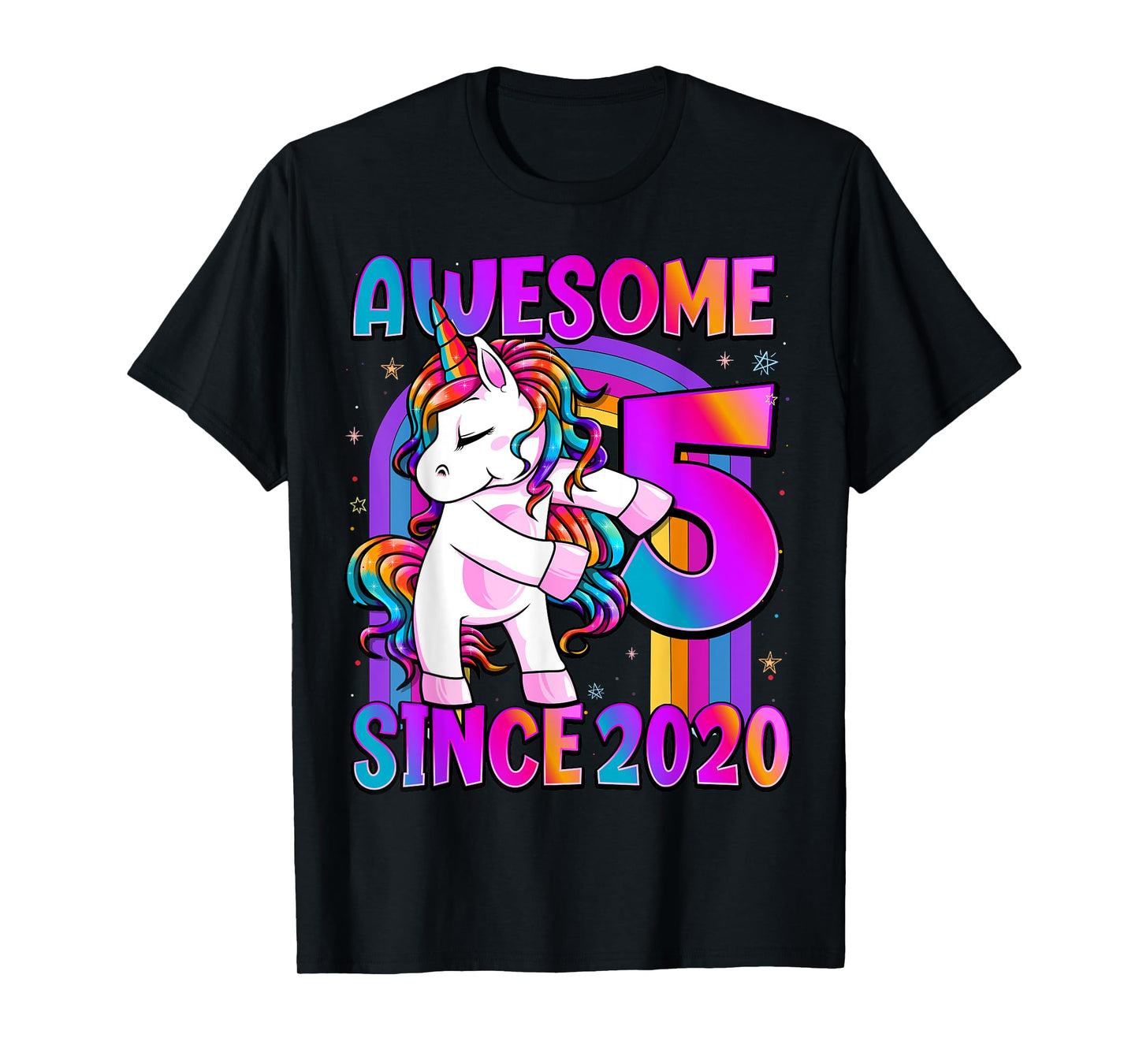 Flossing Unicorn 5 Year Old 5th Birthday Girl Unicorn Party T-Shirt