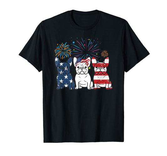 French Bulldog American Flag 4th Of July Independence Day Women Kids Men T-Shirt