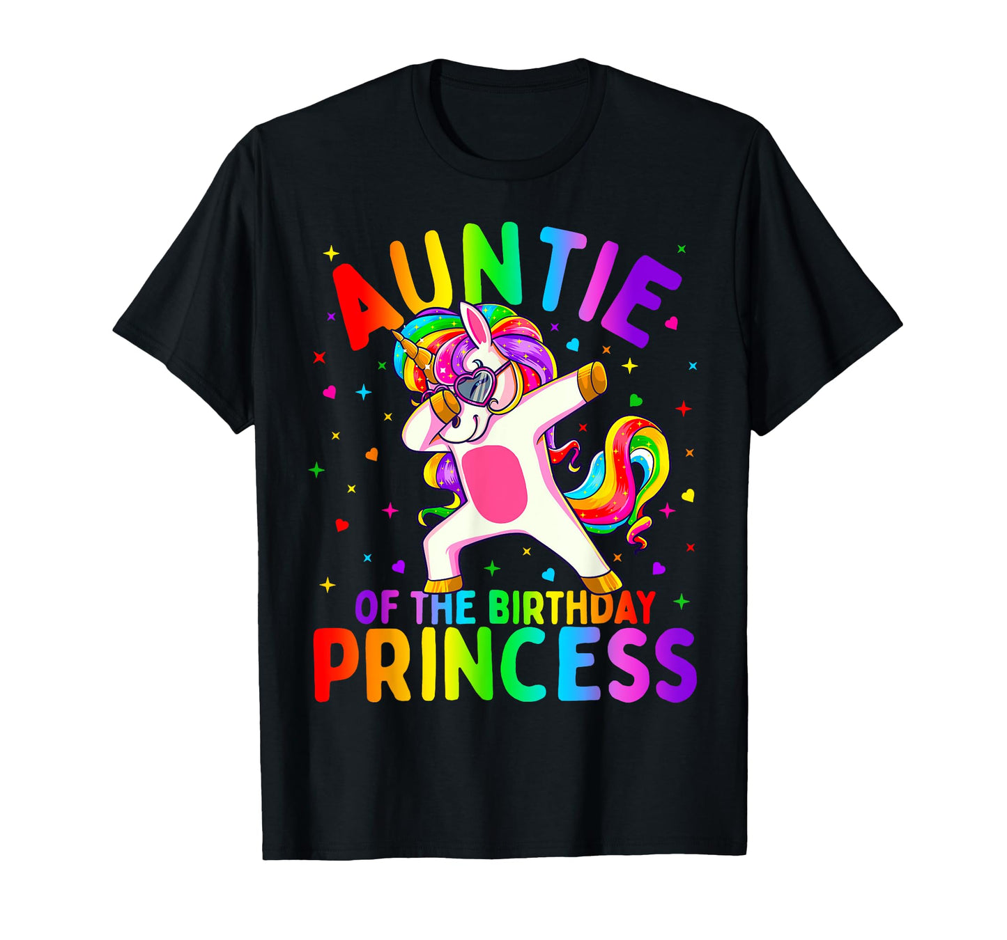 Auntie of the Birthday Princess Girl Dabbing Unicorn Aunt T-Shirt
