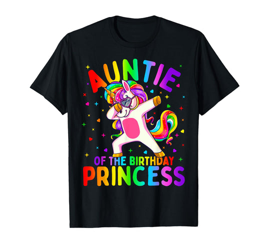 Auntie of the Birthday Princess Girl Dabbing Unicorn Aunt T-Shirt