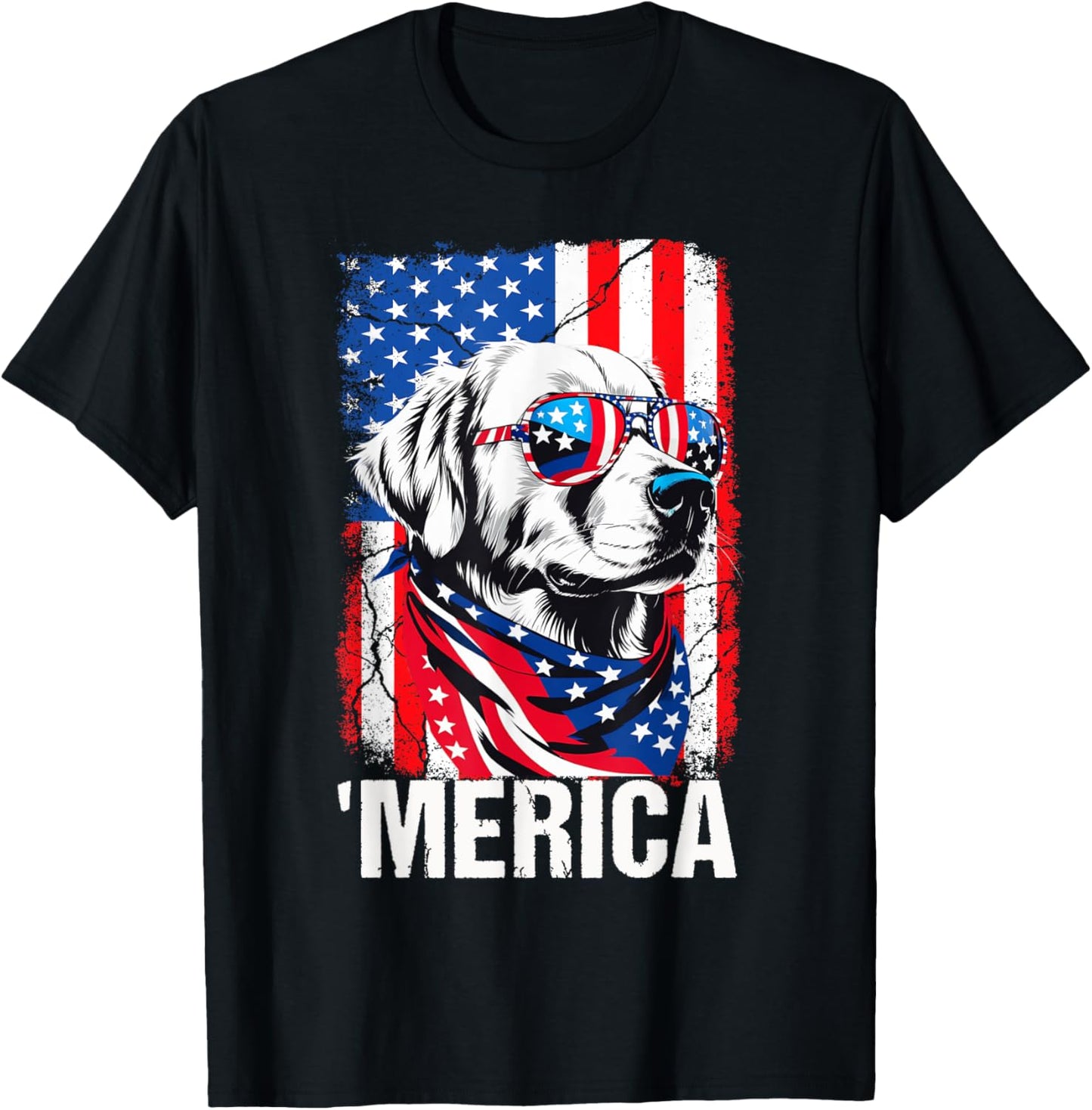 Golden Retriever 4th Of July Merica T-Shirt
