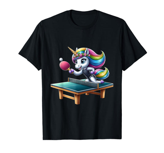 Unicorn Table Tennis Ping Pong Boys Girls Women Kids Teens T-Shirt