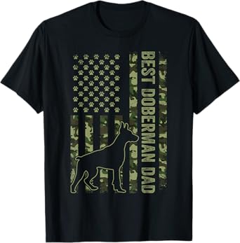 American Flag Best Doberman Dad Ever Tee Dog Dad T-Shirt