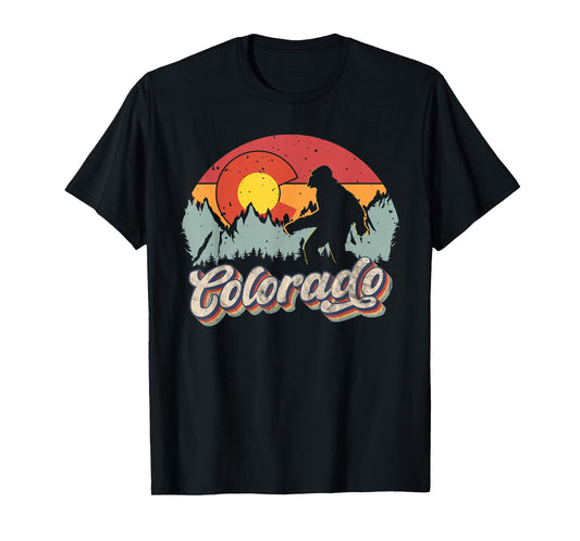 Colorado Mountain Hiking Bigfoot Camping Retro 80s Sasquatch T-Shirt
