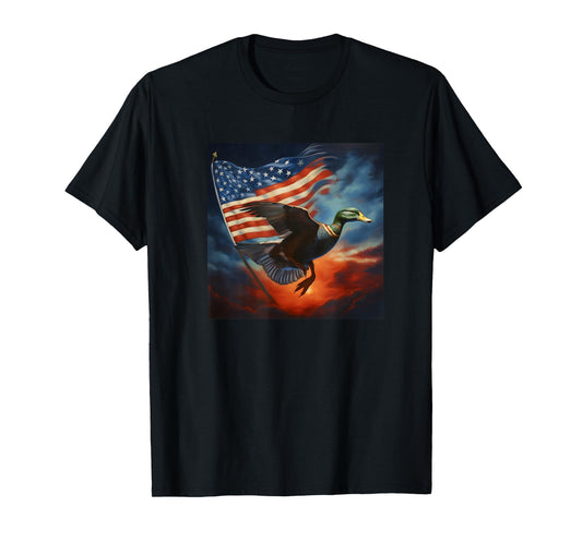 Duck Hunter American Flag Waterfowl Starry Night Men T-Shirt