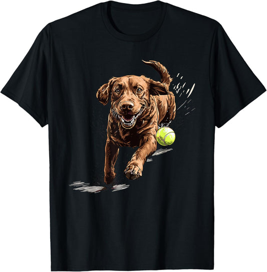 Brown Labrador chasing ball T-Shirt