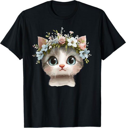 Adorable Kitty With Flower Crown T-Shirt